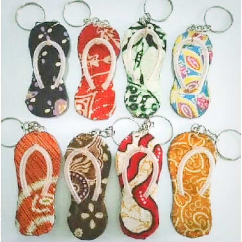 Sun-GISEL Gantungan Kunci/Souvenir Pernikahan Gantungan kunci Sandal jepit Batik