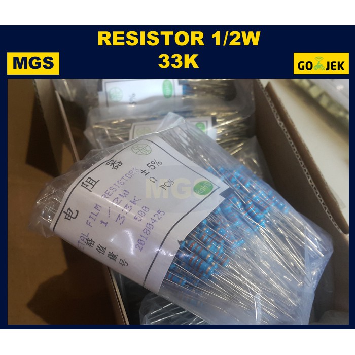 500Pcs Resistor 1/2W 33K