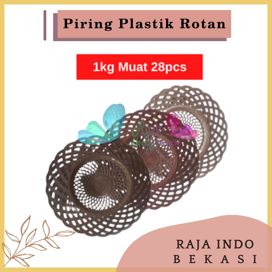 Piring Rotan Plastik Anyam Piring Rotan Plastik Anyaman Cekung Motif Bunga Murah Asli