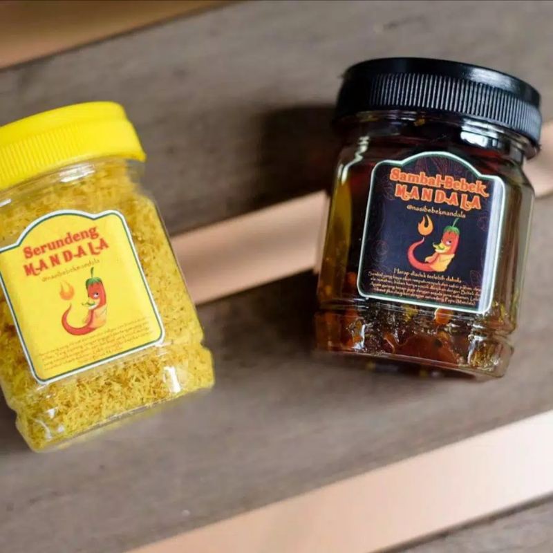 

Satu paket Sambel Nasi bebek Mandala khas Madura dan Serundeng kuning Mandala