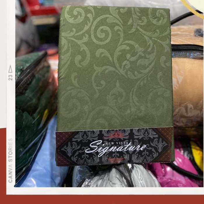 Signature sprei 90 / 100 x 200 Tinggi 20 Polos Emboss ( Army / Hijau Armi )