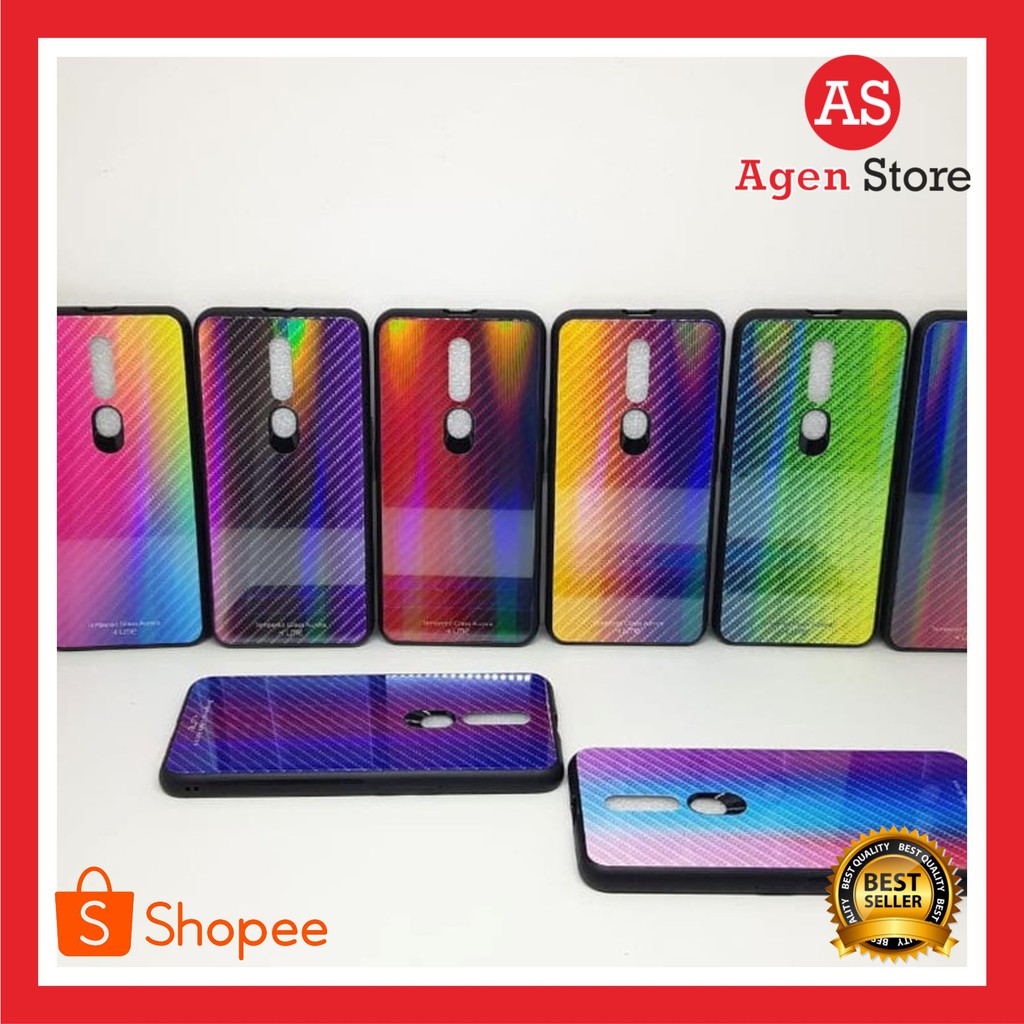 HARGA TERMURAH Glass Case Samsung S10 Lite S10E G970 UME PATTERN Bumper Rainbow Glass