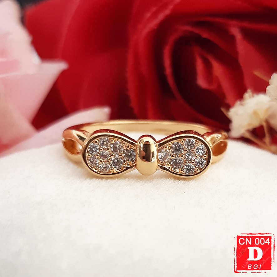 CN 004 Cincin Wanita Dewasa Permata Berlian Love Perhiasan Lapis Emas 18K Zirkon Cincin Yaxiya Luxx Xuping