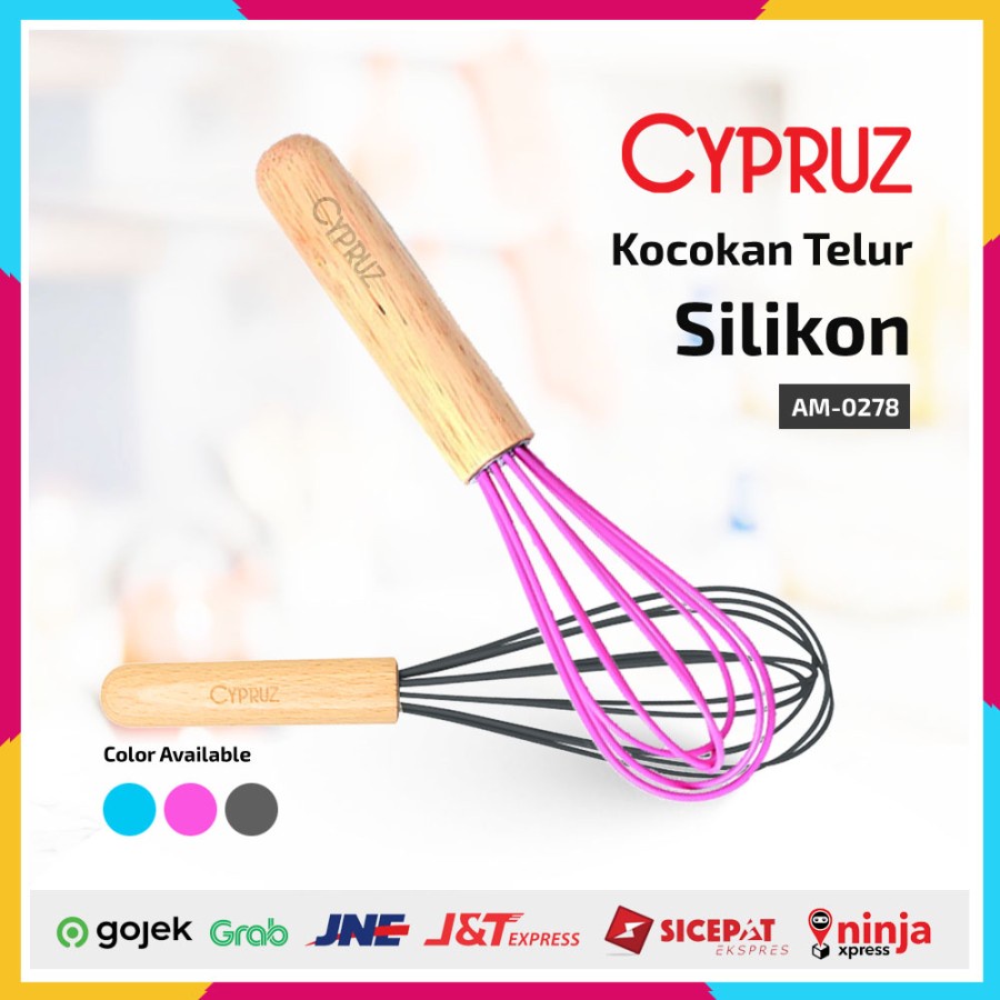 Cypruz Kitchen Tool Silicone AM0278 Kocokan Telur Gagang Kayu