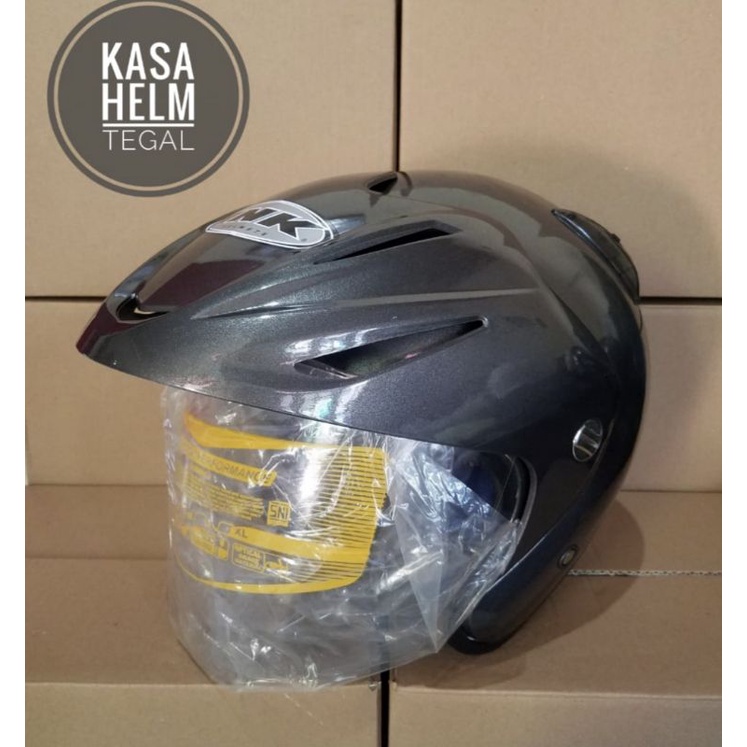 HELM INK CX22 HITAM METALIK(GRADEORI)-abu abu tua