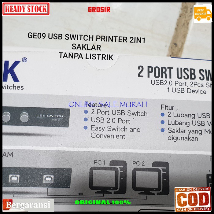 G09 Pembagi printer 2in1 usb print 2port original cpu pc laptop manual switch tanpa listrik sharing join switching saklar G09  Tidak pakai listrik hanya saklar  2 komputer pakai 1 PRINTER  GAMPANG PAKAI NYA  USB SWITCH / MANUAL SWITCH PRINTER ini biasa di