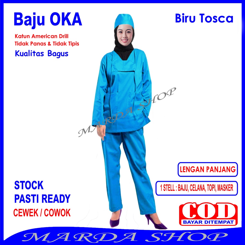 Baju OKA/Baju Scrub/Baju Perawat, Pria Wanita Lengan Panjang