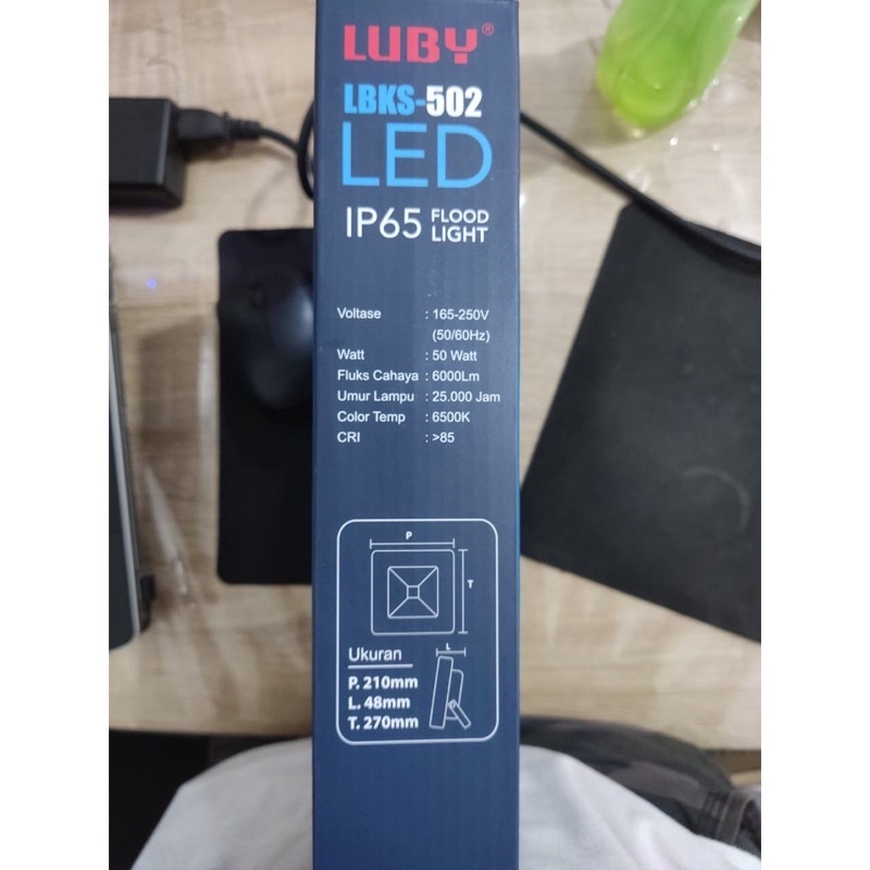 Lampu Sorot / Lampu Tembak LED Putih 50 Watt-502 PREMIUM LUBY - SNI