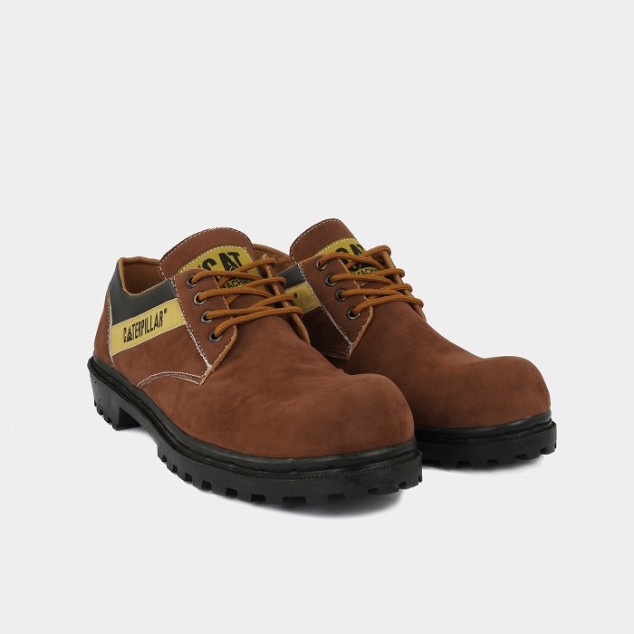 ( BISA COD ) sepatu pria boots safety  kerja lapangan sepatu haiking motoran Caterpillar SBY Pendek Coklat