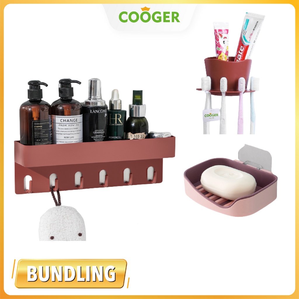 Jual Cooger Special Bundle Rak Kamar Mandi Sudut Soap Box Wadah Tempat Penyimpanan Sabun