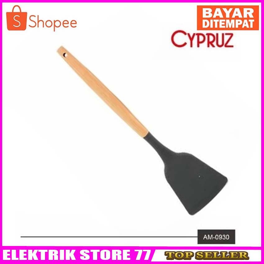 Spatula Silikon Gagang Kayu Abu Sutil Sodet CYPRUZ AM-0930