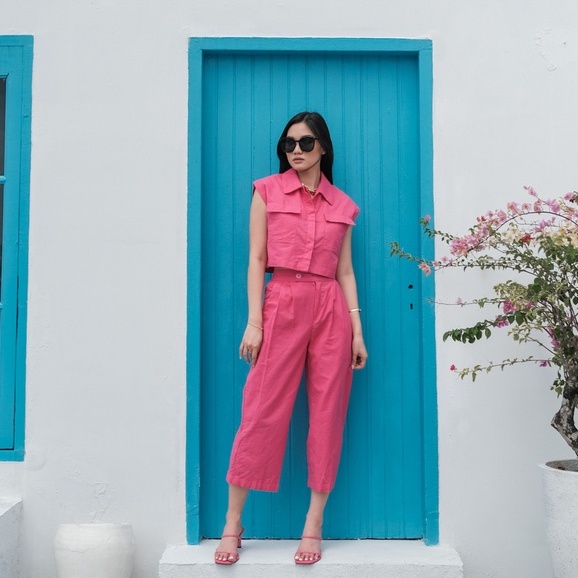 [TAVIA] GIANA SET / SETELAN WANITA / BAJU SET WANITA-Fuschia