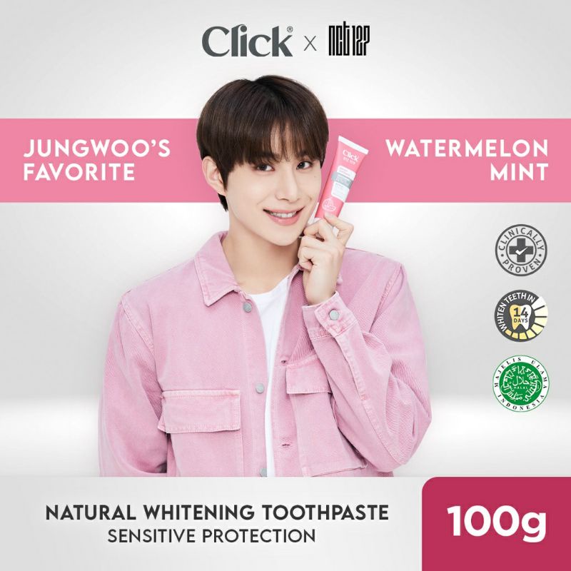 Click natural whitening toothpaste with Himalayan pink salt (free brosur member NCT127 tiap pembelian 3 pcs) / odol / pasta gigi korea NCT 127