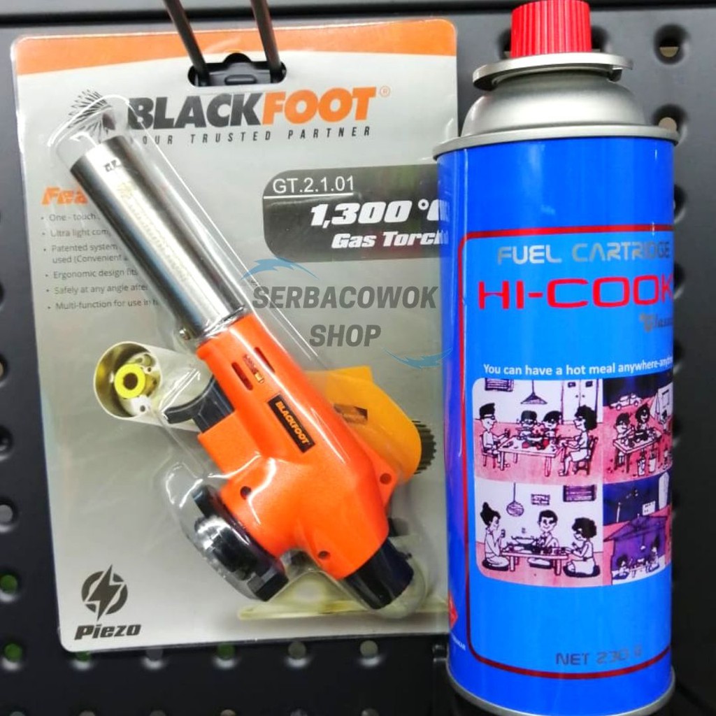 Paket Gas Torch Multi Purpose Blackfoot Dengan Tabung Gas Hi Cook Portable Siap Pakai Termurah