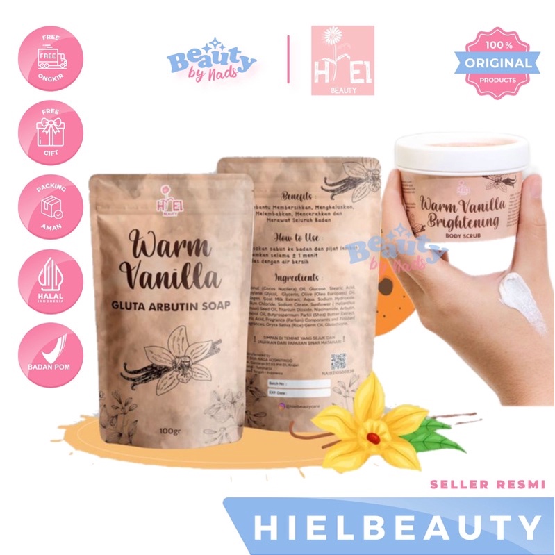 BEAUTYBY.NADS | HIEL SOAP BODY SCRUB WARM VANILLA GLUTA ARBUTIN SOAP SABUN SCRUB BADAN PEMUTIH BADAN