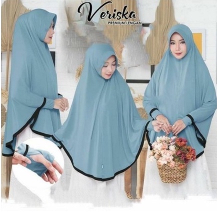 Jilbab Lengan Veriska Hijab Tangan List Jempol Khimar Jersey Polos Nisadkc