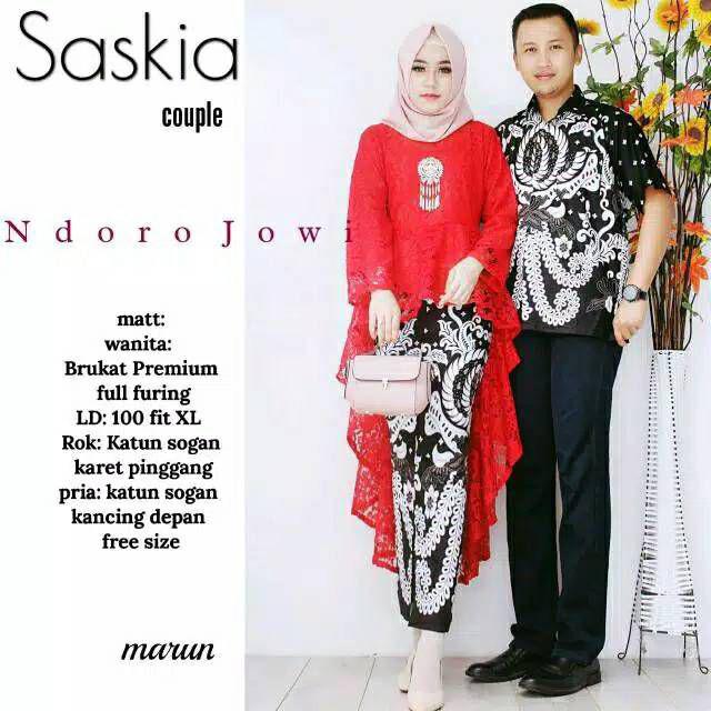 Zola_batik Batik Couple Kebaya Brokat Susun Pinguin Krida