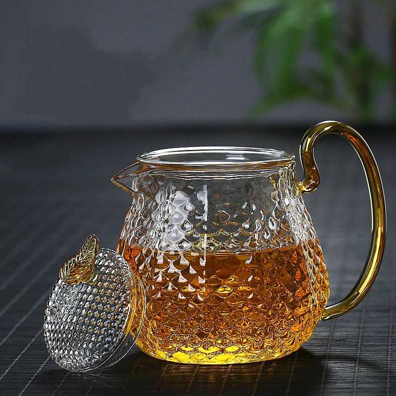 Teko Kaca Pitcher Teh Set 600ml 4 Pcs Gelas Borosilicate Glass