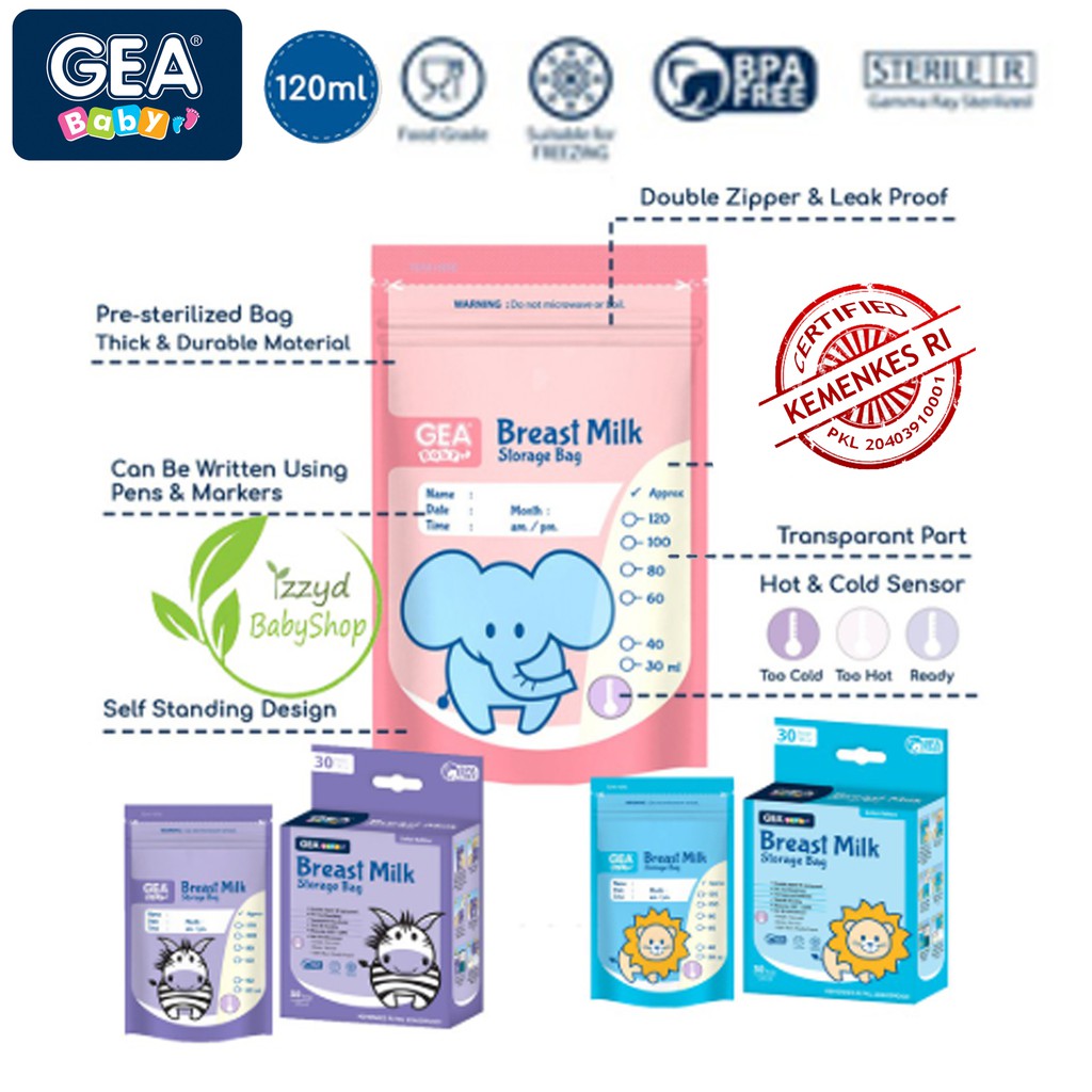 GEA 120ml , kantong kantung gea asi bayi baby breast milk bag storage breastmilk Gea