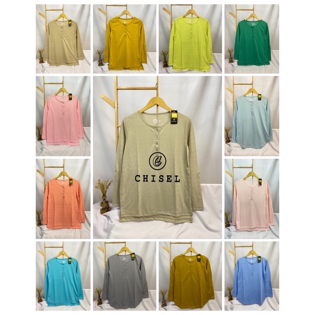Phenomenal Chisel lengan panjang S M L XXL  I Kaos busui I Kaos Kancing depan cewek branded polos mo