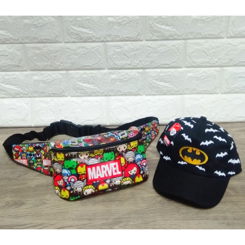 NEW TERBARU WAISTBAG ANAK ABSTRAK 2IN1 TAS SLEMPANG DAN TOPI BORDIR/PRINTING