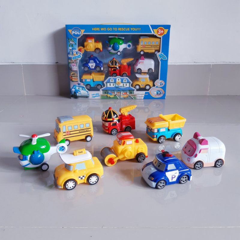 Set Action Figure Robotcar Poli isi 8 Pcs - Mainan Mobil Figur Anak Edukatif Laki Cowok