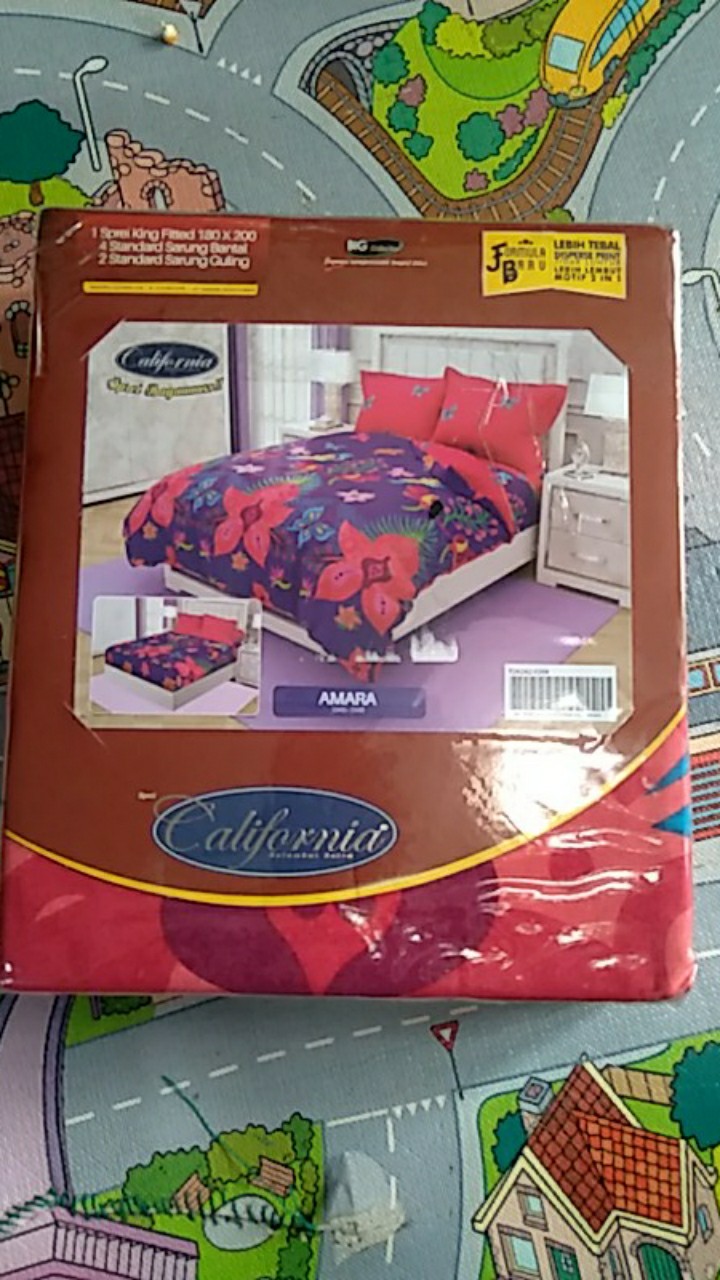 California Sprei 180x200 4 Bantal Motif Tevy Tiara Varda Amara  - 180 King Sp B4