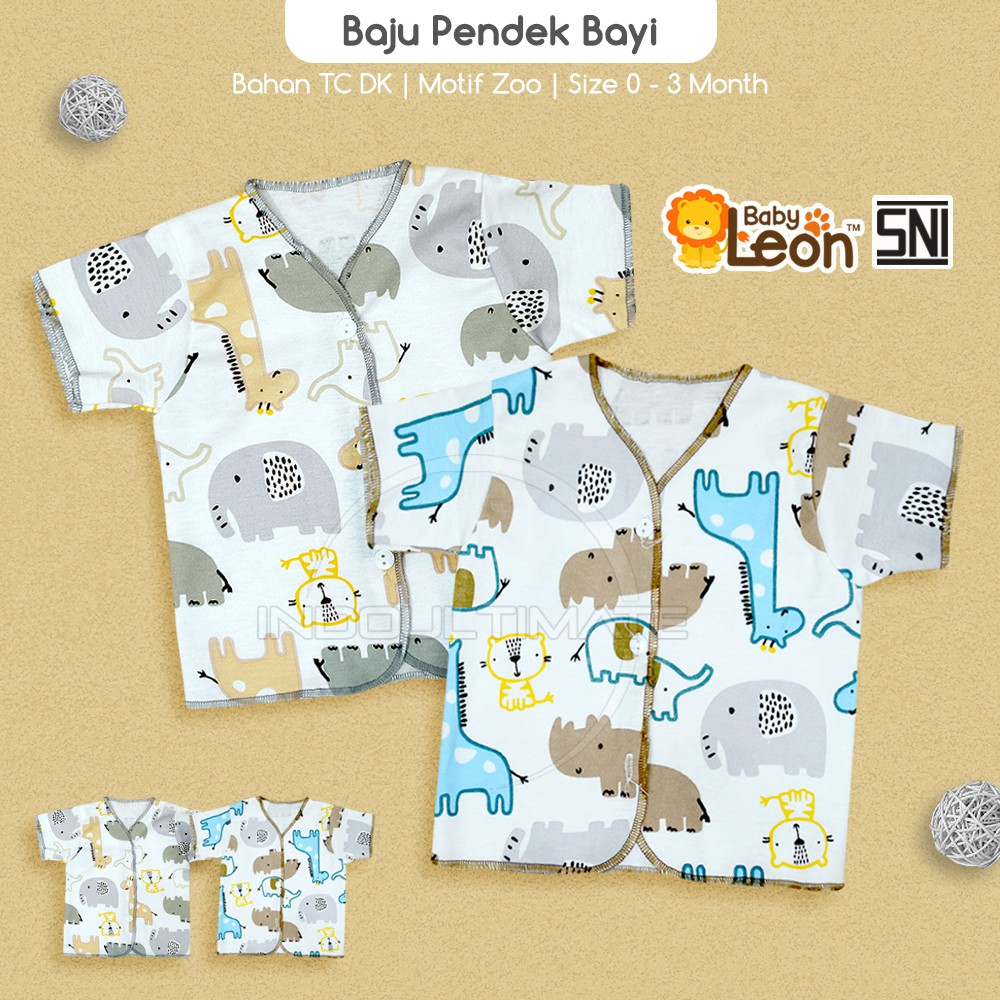 ZOO SERIES BABY LEON DS-111  Baju Lengan Pendek (0-3 Bln)Baju Bayi Baru Lahir Baju Tidur Bayi Baju Harian Bayi Atasan Kaos Bayi Pakaian Bayi