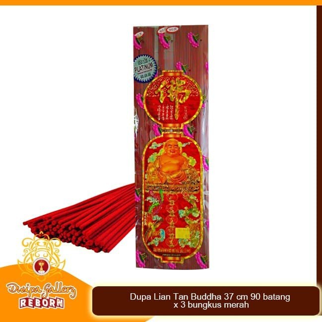 Dupa/ Hio wangi Harum Lian Tan Buddha 37cm 90 batang x 3 bungkus merah