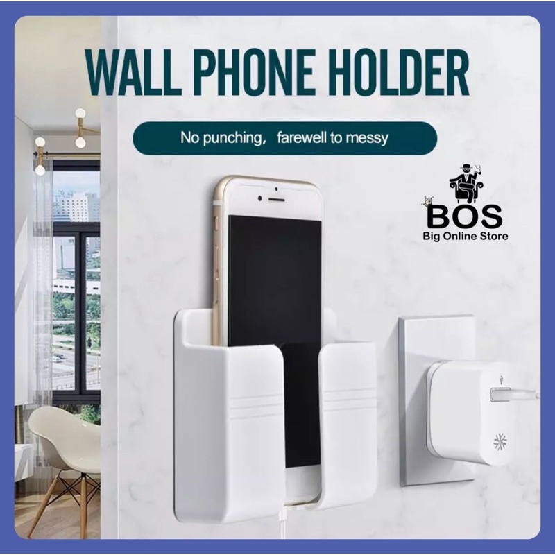 BOS - HOLDER DINDING TEMPAT HANDPHONE / REMOTE | WALL PHONE HOLDER GANTUNGAN