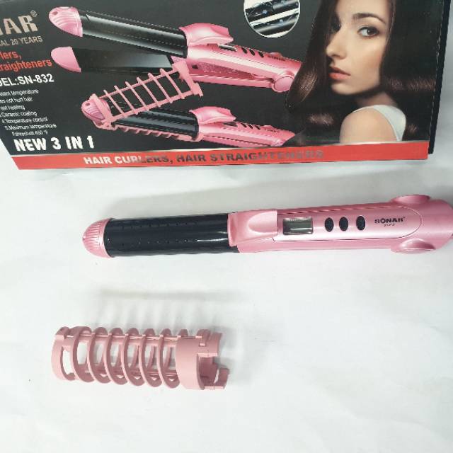 Catokan Sonar SN-832 Catok Rambut 3in1 Curly Rebonding Pelurus Temperatur Suhu Digital Bagus Murah