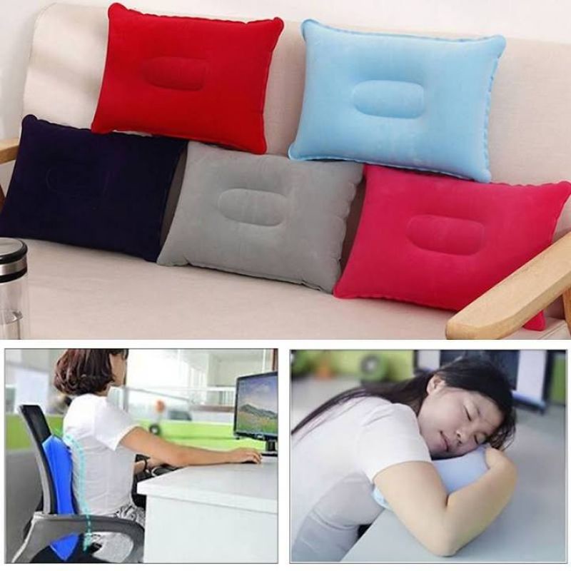 Bantal Angin Tiup Bludru Travel Pillow