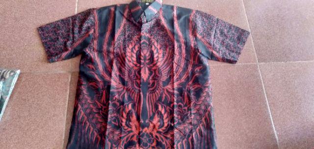Peksi Merah Kemeja Batik Pria Batik Solo Modern Kemeja Pria Lengan Pendek Ori By Alethea