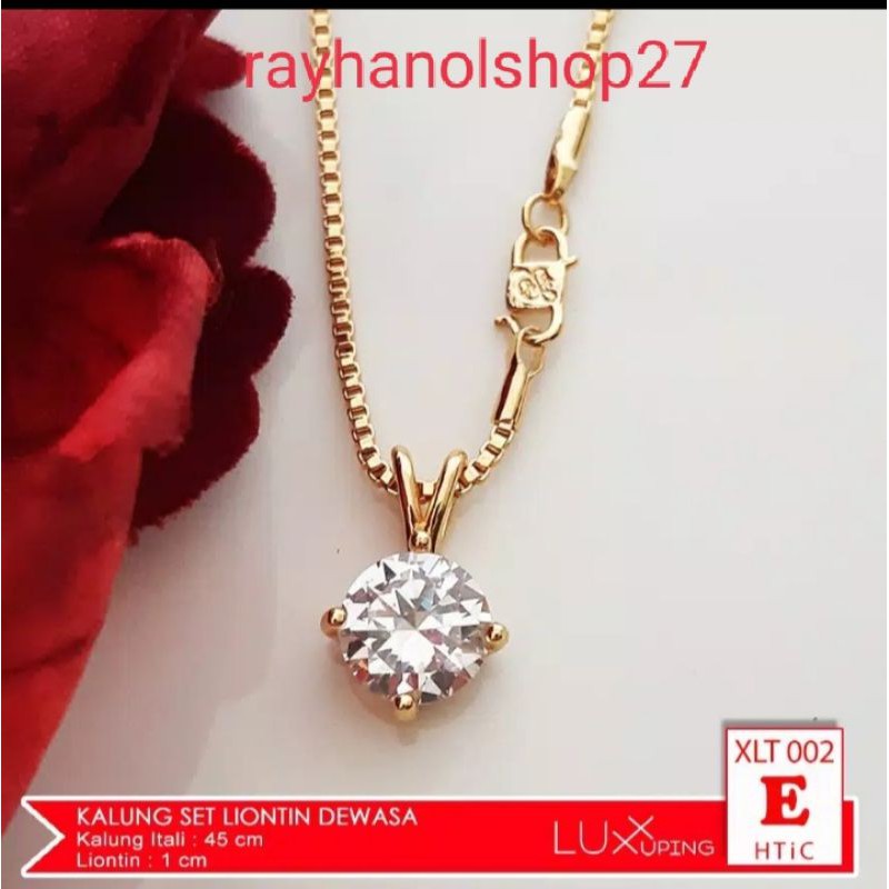 Set Kalung rantai italy liontin permata pilihan P 45cm-60cm Lapis Emas gold