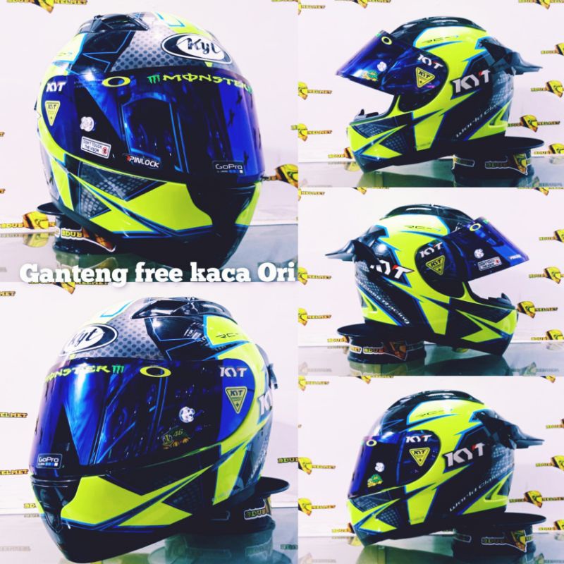 helm kyt full face rc seven motif #19 black white blue paket ganteng 100% baru Ori kyt-Paket ganteng top13