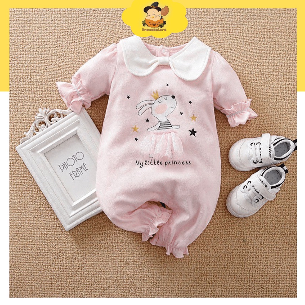 ANANAKSTORE - Baju jumper lengan panjang anak perempuan motif MY LITTLE PRINCESS 347 / Jumpsuit bayi IMPOR