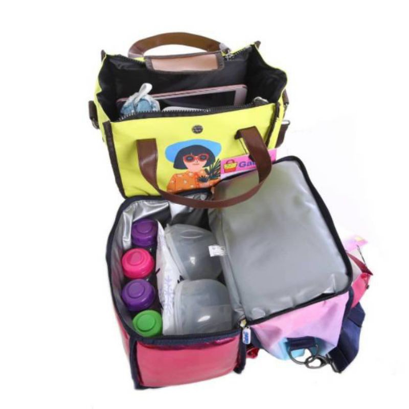 Myg - 1 KG - Cooler Bag Gabag Summer Double Sling Thermal Bag - Free 2 Ice Gel - Tas Asi - Tas Bayi