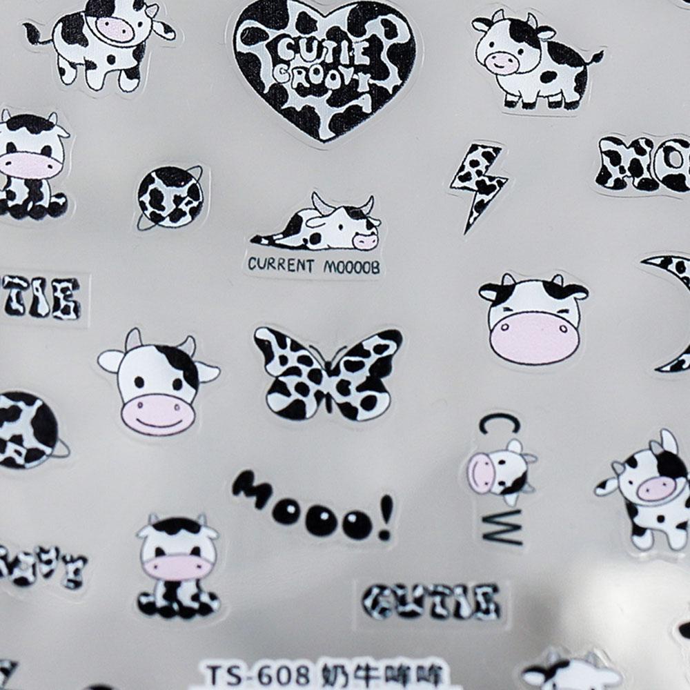 AUGUSTINA Agustina 5D Terukir Stiker Kuku Indah Kupu-Kupu Sapi Silder Decal DIY Nail Art Perhiasan