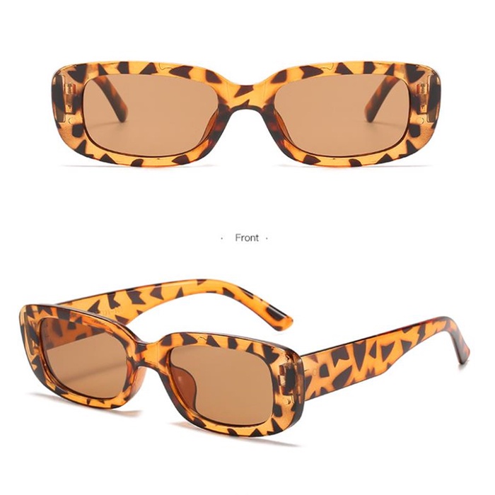 Kacamata Hitam Dengan Frame Kecil Motif Leopard Untuk Wanita