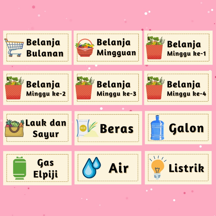 

[PART 2] Stiker Budgeting 3x6 cm / Stiker Budgeting Dompet Keuangan / Dompet Disiplin / Label Dompet / Label Budgeting
