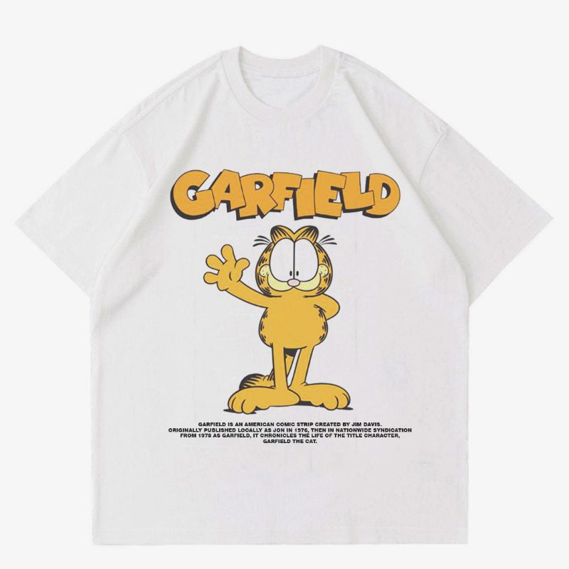 KAOS CARTOON GARFIELD | T-SHIRT VINTAGE PUTIH CARTOON| KAOS DISTRO PREMIUM CARTOON GARFIELD TERLARIS