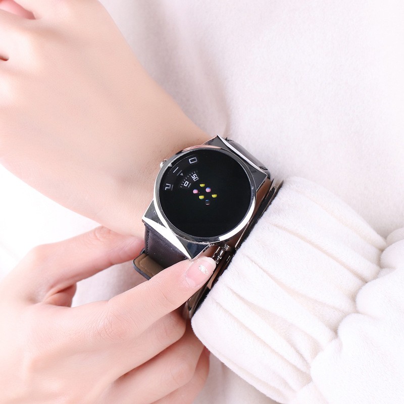 Jam Tangan Wanita Pria Mcy Kcy Moyibaby - Jam Tangan Quartz Bulat Hitam & Putih Untuk Pasangan-5