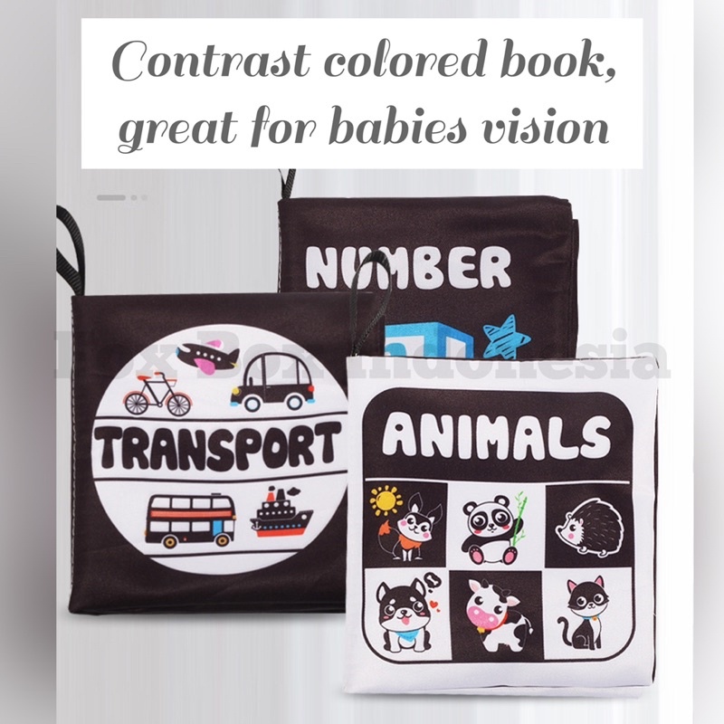 Soft Book High Contrast Book - Buku Kontras Bayi Newborn Bahan Kain Lembut - Fox Box Indonesia