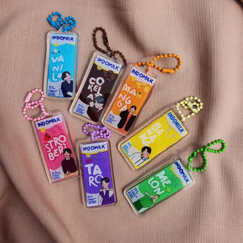 BTS Bangtan Acrylic Keychain Indomilk Gantungan Kunci