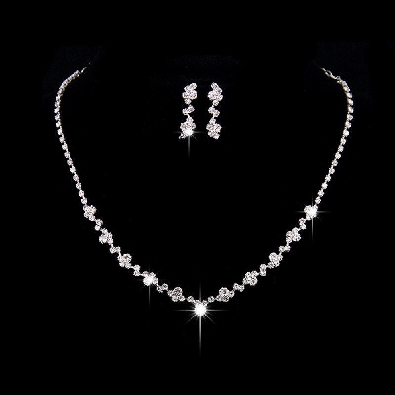 Set Perhiasan Kalung Anting Stud Cubic Zircon Untuk Aksesoris Pesta Pernikahan Wanita