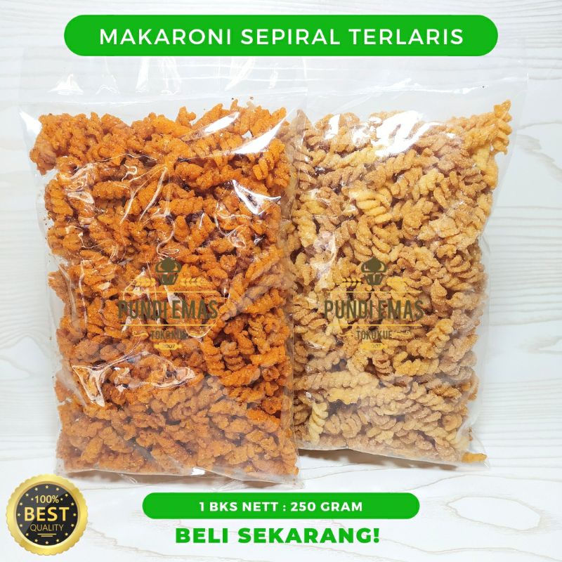 Makaroni Sepiral Ulir Terlaris Pedas Berat Bersih 250 Gram