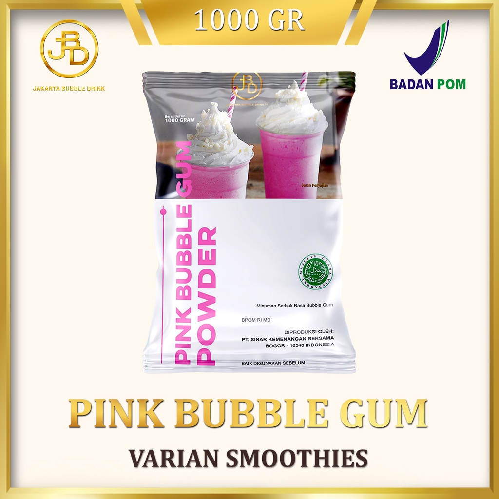 

Bubuk Minuman PINK BUBBLE GUM Powder 1 KG - JBD | HALAL jbd