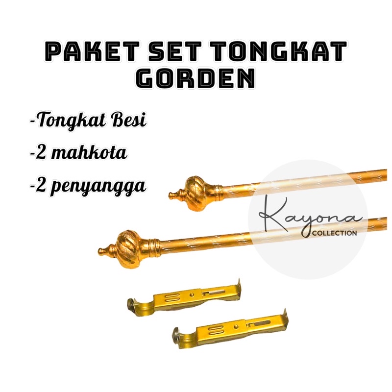 TONGKAT ROLLET BATANG BESI GORDEN WARNA GOLD FULLSET