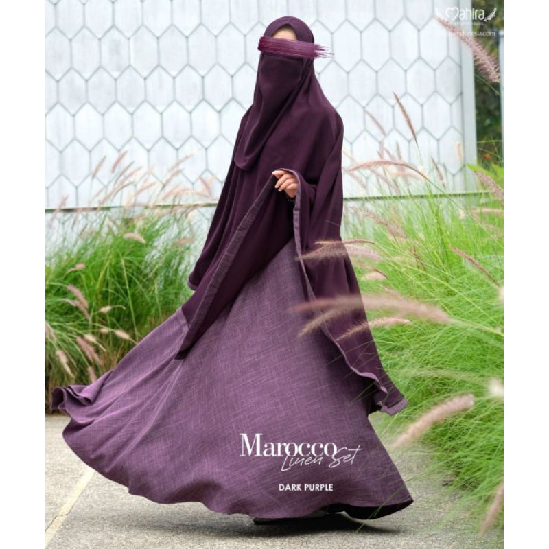 READY mahira terbaru marocco linen set warna Ungu/gamis set cadar linen lux mix vanesa/Ori #MAHIRA
