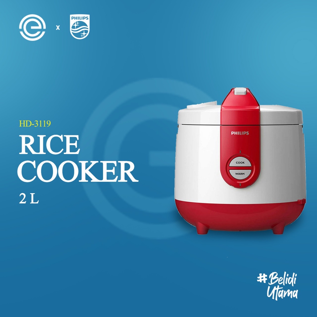 PHILIPS Rice Cooker 2 Liter HD3119 - Merah